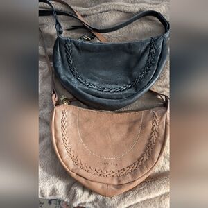 Lucky Brand Seth Leather Crossbody Bags In Honey Tan And Black